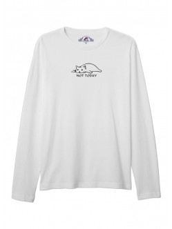 BAYAN BİSİKLET YAKA NOT TODAY BASKILI BEYAZ SWEAT SHIRT