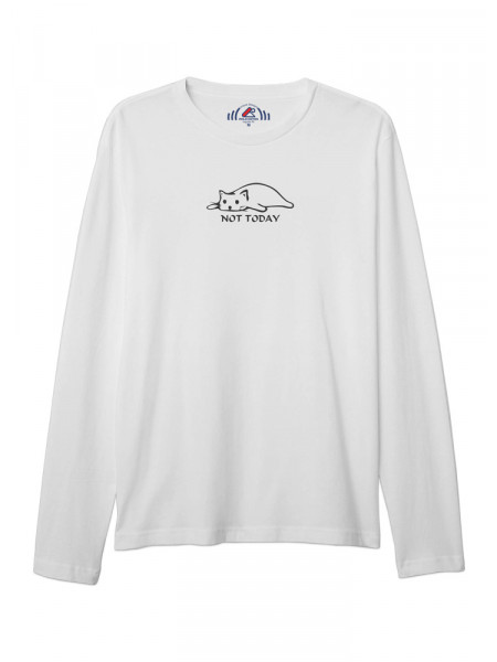 BAYAN BİSİKLET YAKA NOT TODAY BASKILI BEYAZ SWEAT SHIRT