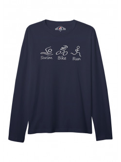 ÜNİSEKS BİSİKLET YAKA SWIM BIKE RUN NAKIŞLI LACİVERT SWEAT SHIRT