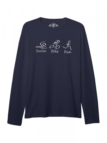 ÜNİSEKS BİSİKLET YAKA SWIM BIKE RUN NAKIŞLI LACİVERT SWEAT SHIRT