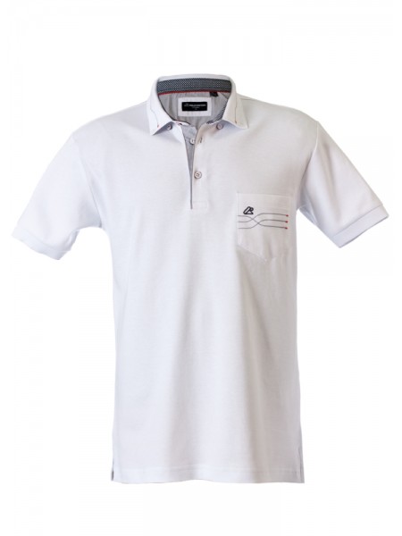 Polo yaka, yakası nakışlı kısa kol t-shirt