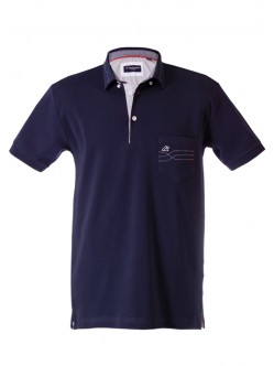 Polo yaka, yakası nakışlı kısa kol t-shirt