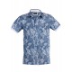 Polo yaka, palmiye desenli t-shirt