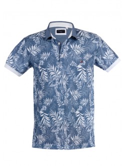 Polo yaka, palmiye desenli t-shirt