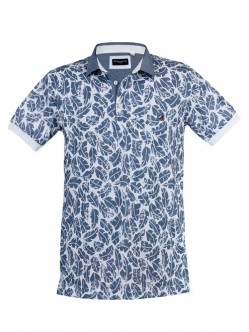 Polo yaka, yaprak desenli t-shirt