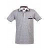 Polo yaka, renkli özel iplikten örme, cepli t-shirt