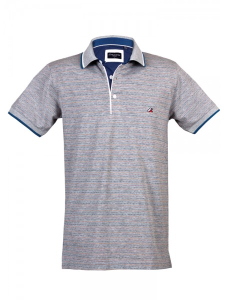 Polo yaka, renkli özel iplikten örme t-shirt