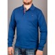 Polo yaka, uzun kol pamuk sweat-shirt