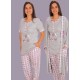 Sabahlıklı kısa kol kalp desenli düğmeli bayan pijama takım