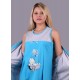 Sabahlıklı kolsuz bebek desenli lohusa pijama takım