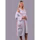 Sabahlıklı, kolsuz çiçek nakışlı 2 parça pijama takım