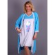 Sabahlıklı, kısa kollu puantiye desenli 2 parça lohusa pijama takım