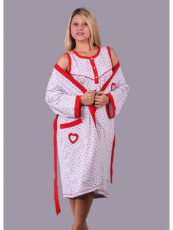 Sabahlıklı, kolsuz puantiye desenli 2 parça pijama takım