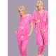 Sabahlıklı, kısa kol kelebek desenli 3 parça lohusa pijama takım