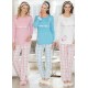 Uzun kollu yandan düğmeli ekoseli lohusa pijama takım