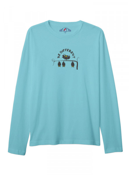 BAYAN BİSİKLET YAKA BASKILI TURKUAZ SWEAT SHIRT