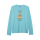ÜNİSEKS BİSİKLET YAKA BASKILI TURKUAZ SWEAT SHIRT