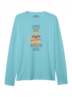 ÜNİSEKS BİSİKLET YAKA BASKILI TURKUAZ SWEAT SHIRT