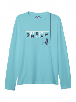 BAYAN BİSİKLET YAKA DREAM BASKILI TURKUAZ SWEAT SHIRT