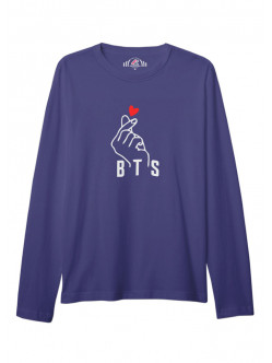 BAYAN BİSİKLET YAKA BTS BASKILI SAKS MAVİ SWEAT SHIRT
