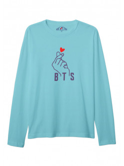 BAYAN BİSİKLET YAKA BTS BASKILI TURKUAZ SWEAT SHIRT