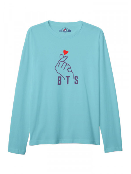 BAYAN BİSİKLET YAKA BTS BASKILI TURKUAZ SWEAT SHIRT