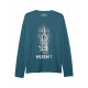 ÜNİSEKS BİSİKLET YAKA HUSH BASKILI İNDİGO MAVİ SWEAT SHIRT
