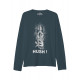 ÜNİSEKS BİSİKLET YAKA HUSH BASKILI KOYU İNDİGO MAVİ SWEAT SHIRT