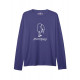 BAYAN BİSİKLET YAKA CEP BASKILI SAKS MAVİ SWEAT SHIRT
