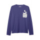 BAYAN BİSİKLET YAKA CEP BASKILI SAKS MAVİ SWEAT SHIRT