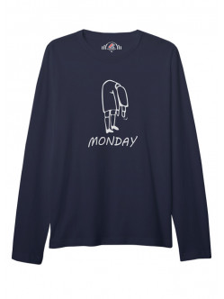 BAYAN BİSİKLET YAKA MONDAY BASKILI LACİVERT SWEAT SHIRT