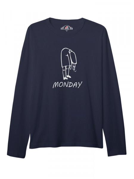 BAYAN BİSİKLET YAKA MONDAY BASKILI LACİVERT SWEAT SHIRT